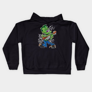 Frankenstein's Monster on Electric Guitar Kids Hoodie